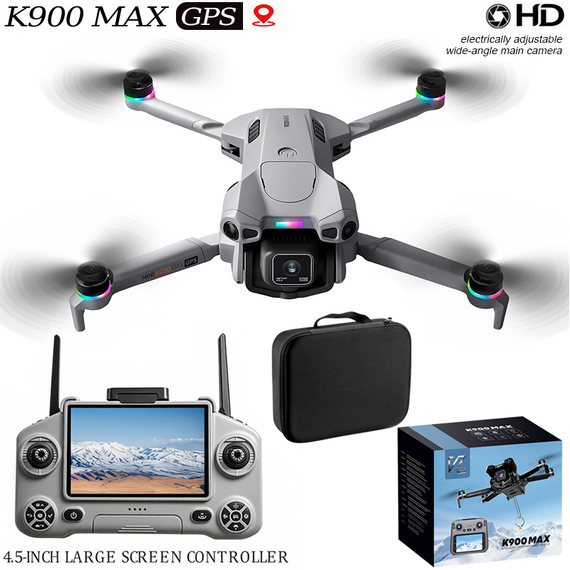 Jjrc Drone X12 - K900 Max Drohnen-Set mit 4,5-Zoll-Bildschirm-Fernbedienung, GPS-Rückkehrfunktion,